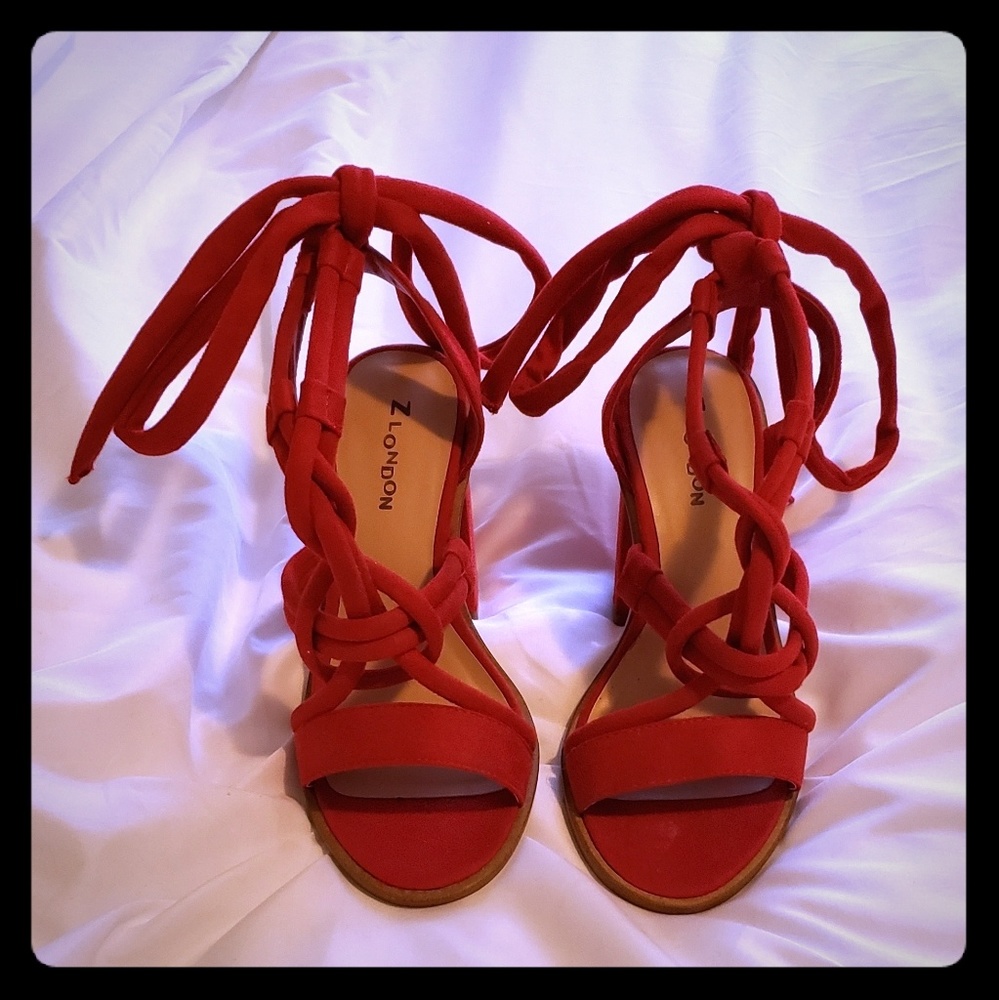 Red Strappy "Kamille" Sandals New/Never Worn